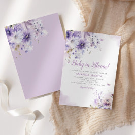 Boho Lila Blommigt Baby i Bloom Girl Baby Shower Inbjudningar