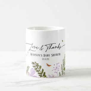 Boho Lila Blommigt Baby Shower Tack Mugg