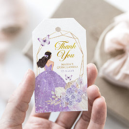 Boho Lila Blommigt Butterfly Princesa Quinceañera Presentetikett