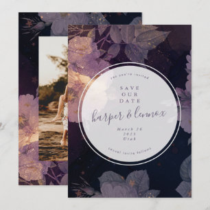 Boho Lila Blommigt Winter Circle Photo Spara Datumet