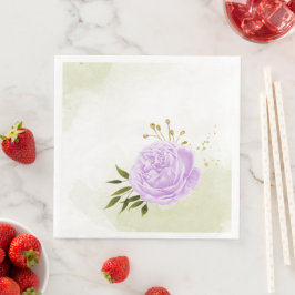 Boho lila blommor gröna blad botaniska pappersservett