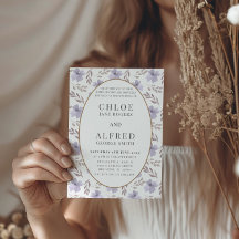 Boho lila blomster vattenfärg bröllop