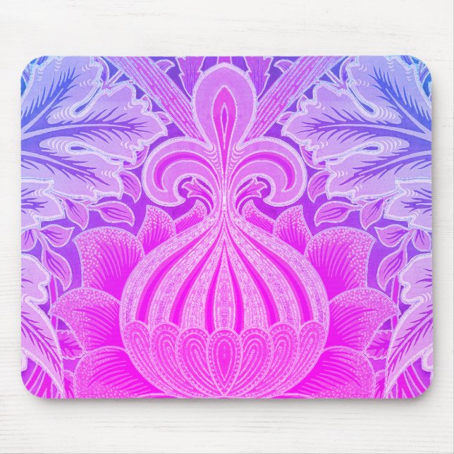 Boho Lila Blue Flower William Morris Mousepad Musmatta (Framsidan)
