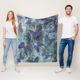 Boho Lila Butterfly & Cyan Botanical Original Fleecefilt