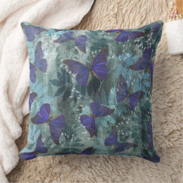 Boho Lila Butterfly & Cyan Botanical Original Kudde