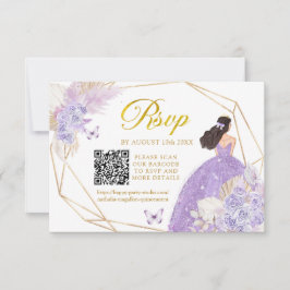 Boho Lila Butterfly Girl Quinceañera QR OSA Kort