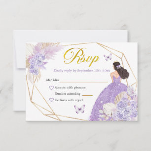 Boho Lila Butterfly Princesa Quinceañera OSA Kort