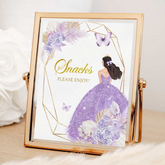 Boho Lila Butterfly Princesa Quinceañera Snacks Poster (Skapare uppladdad)