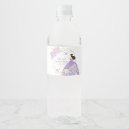 Boho Lila Butterfly Princesa Quinceañera Vattenflaskor Etikett