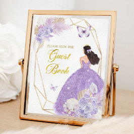 Boho Lila Butterfly Quinceañera Guest Bok Poster
