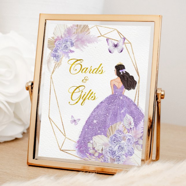 Boho Lila Butterfly Quinceañera-kort och gåvor Poster (Skapare uppladdad)