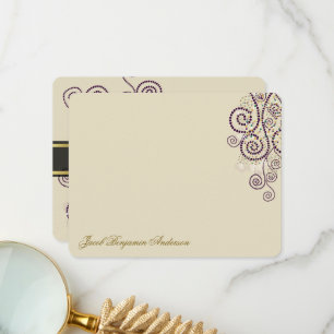 Boho Lila Dots & Spiral Elegant Pub/Bat mitzvah Tack Kort