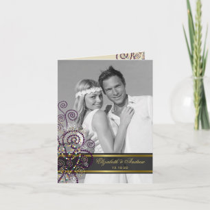 Boho Lila Ethnic Spiral Elegant bröllop Photo Tack Kort