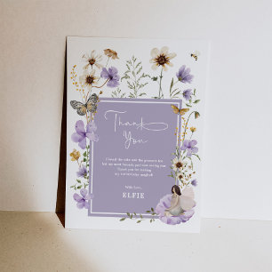 Boho Lila Fairy WildblomGarden Girl Birthday Tack Kort