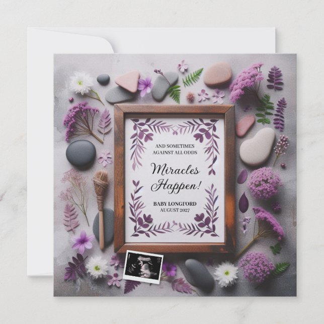 Boho Lila Gravid Announement Digital Meddelande (Framsida)