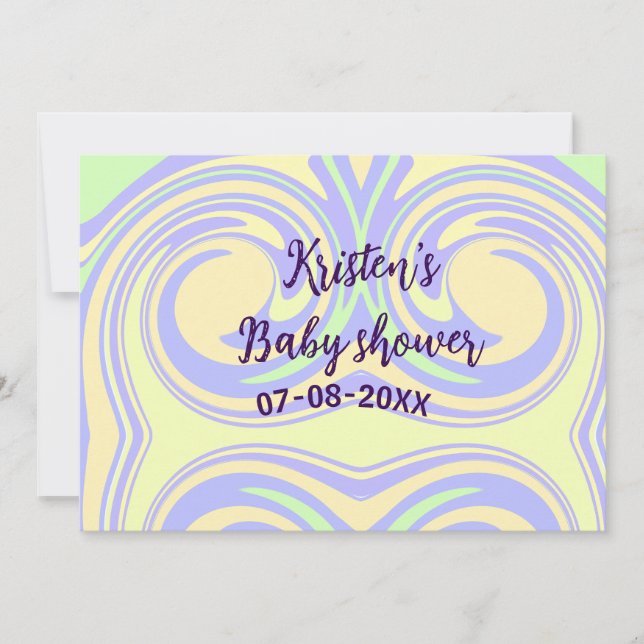 Boho lila grönt babydusch marmor, modern, modern inbjudningar (Framsida)