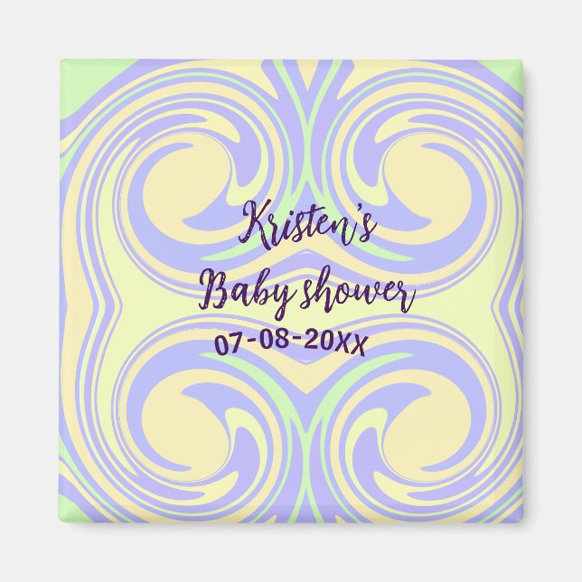 Boho lila grönt babydusch marmor, modern, modern magnet (Framsidan)