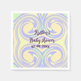 Boho lila grönt babydusch marmor, modern, modern pappersservett