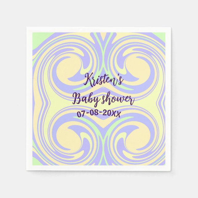 Boho lila grönt babydusch marmor, modern, modern pappersservett (Framsidan)