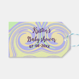 Boho lila grönt babydusch marmor, modern, modern presentetikett