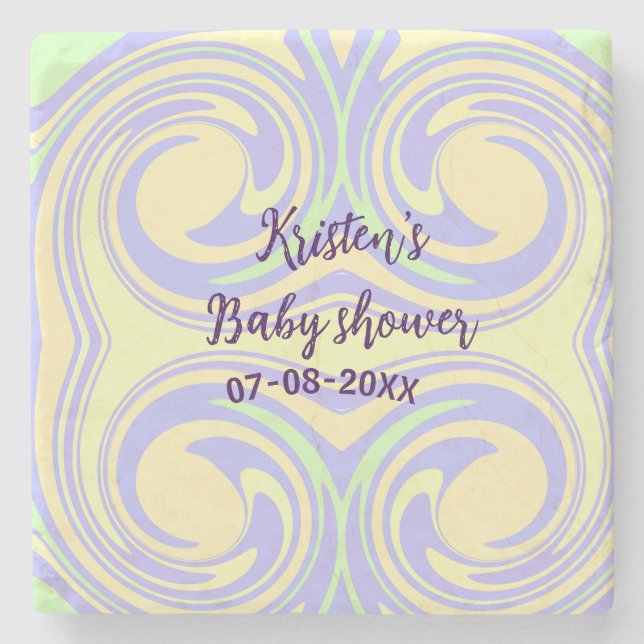 Boho lila grönt babydusch marmor, modern, modern stenunderlägg (Framsidan)