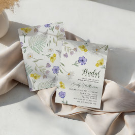Boho lila & gul vildblomma bröllopsdusch inbjudningar