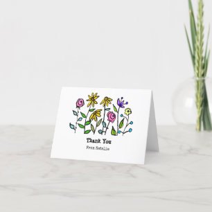 Boho Lila Gult Wildblommor Personlig Retro Tack Kort
