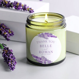 Boho lila lavendel vattenfärg förmån bröllop   runt klistermärke