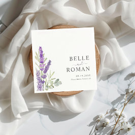 Boho Lila Lavendel Watercolor Bröllop  Pappersservett