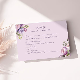 Boho lila påskliljor & vildblommor bröllopssvarsko tack kort