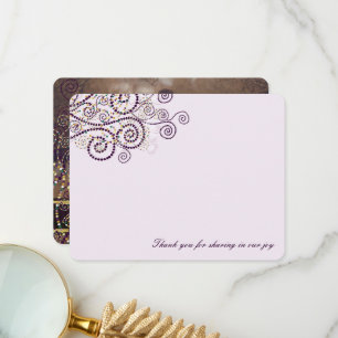 Boho lila prickar spiraler elegant foto bröllop tack kort
