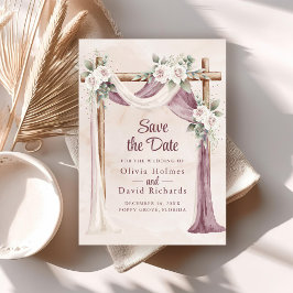 Boho Lila Rosa Blommig Canopy Save the Date-kort Inbjudningar