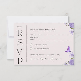 Boho Lila Watercolor Blommigt Bröllop OSA Card Anteckningskort