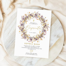 Boho Lila Wildblomma Bekräftelseinbjudan