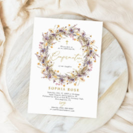 Boho Lila Wildblomma Bekräftelseinbjudan Inbjudningar