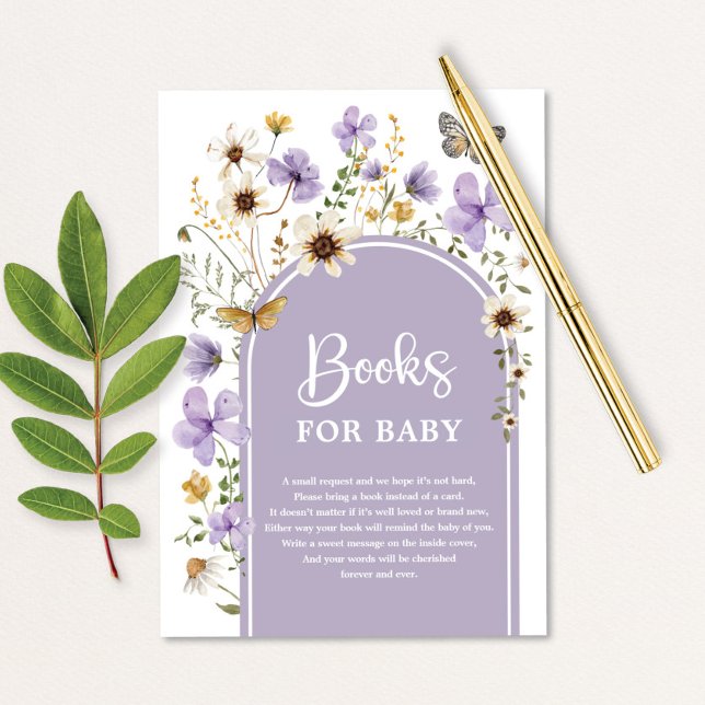 Boho Lila Wildblomme Meadow Bokar för Baby Tilläggskort (Skapare uppladdad)