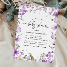 Boho Lila Wildblommes Neutralt Baby Shower Inbjudningar