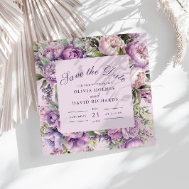Boho Lilac Blommigt Bröllop spara datum Datumet