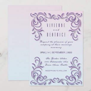Boho lilac dekorative lesbisk bröllop inbjudningar