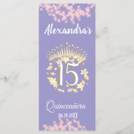 Boho Lilac och Guld Quinceañera Firande Meny