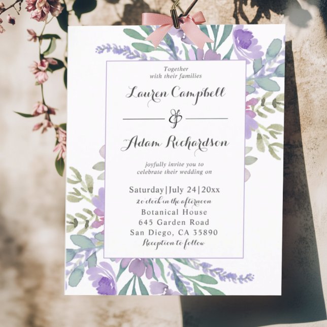 Boho Lilac Watercolor Floral BUDGET Wedding  (Skapare uppladdad)