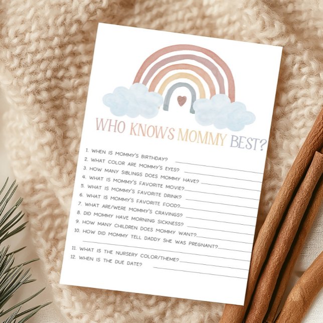 Boho lilla solstråle som vet vad Mamma vill (Boho Rainbow Baby Shower Who Knows Mommy Best Game)