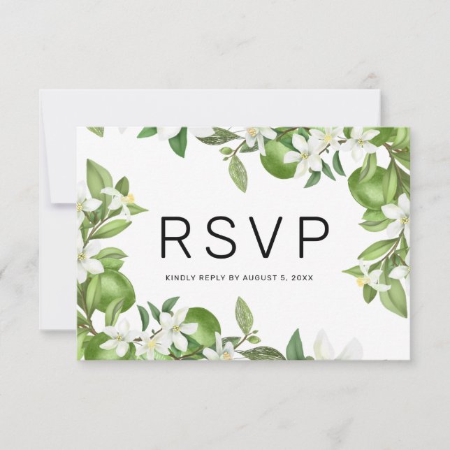 Boho Lime White Blommigt Greenery Bröllop OSA Card (Framsida)