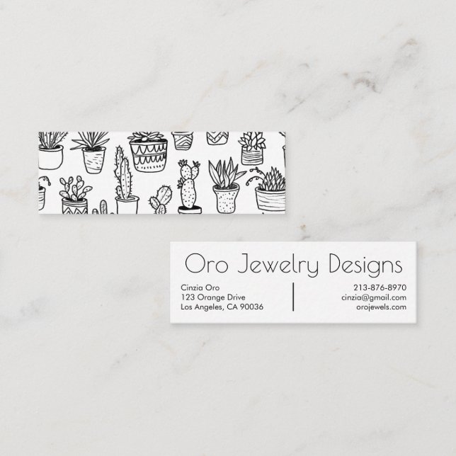 Boho Line Art Mönster Mini Visitkort (Fram/baksida)