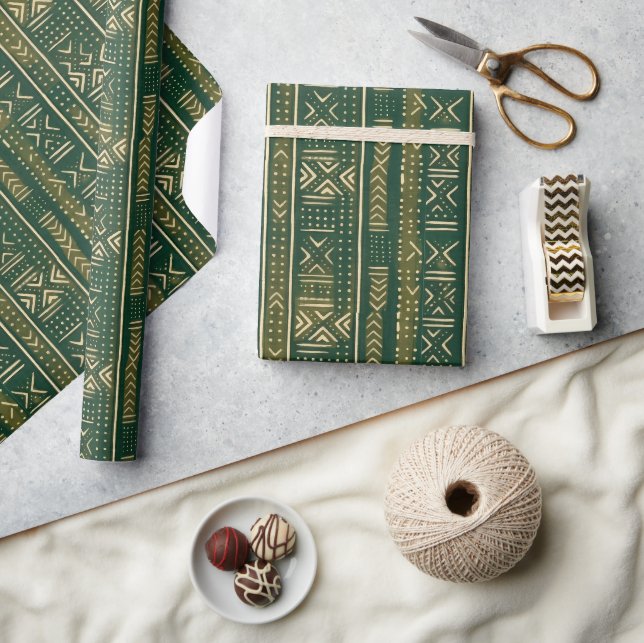 Boho Linear Mudcloth | Skogsmossa Presentpapper (Hantverk)