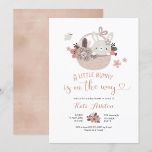 Boho Little Bunny är på väg Baby Shower Inbjudningar