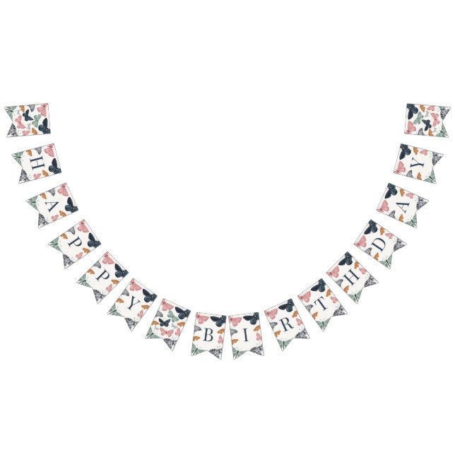 Boho Little Butterfly Grattis på födelsedagen Vimplar (Alla)