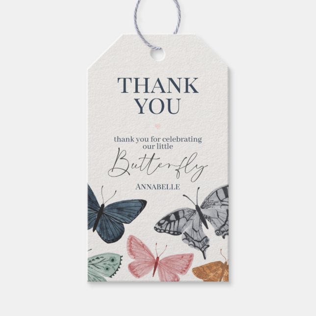 Boho Little Butterfly Party Favor Märken Presentetikett (Framsidan)