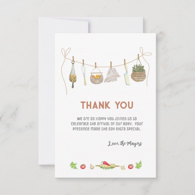 Boho Little Chef Baby Shower - tackkort Tack Kort (Framsida)