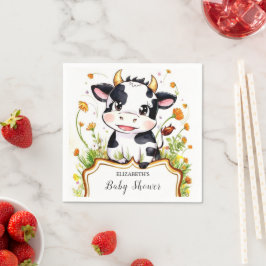 Boho Little Colorful Cow Baby Shower Pappersservett